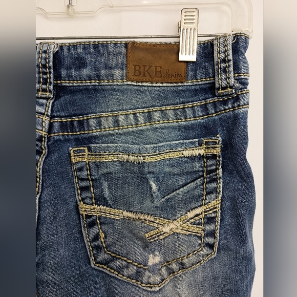 BKE Stella Blue Jean Sexy Summer Booty Shorts Distressed Raw Hem (#367) - Picture 7 of 8